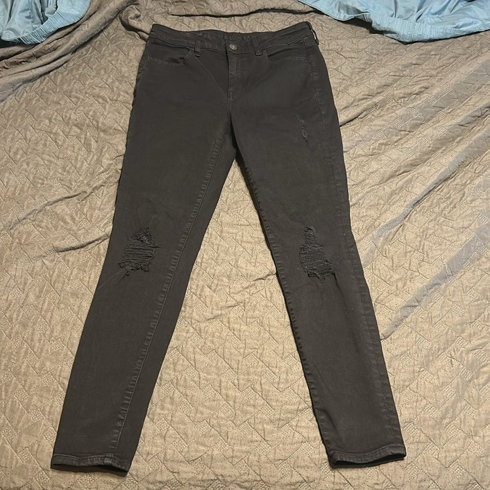 American eagle outfitters black super high rise jeggings size 10
